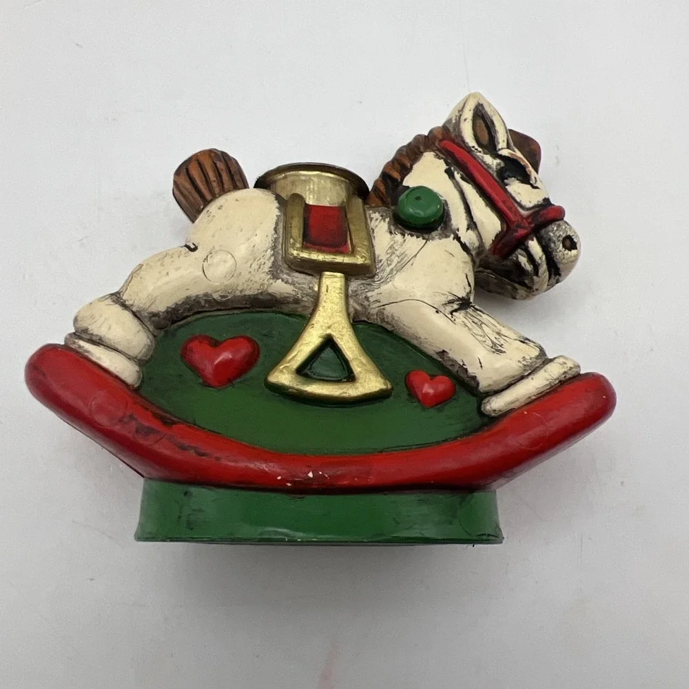 Vintage Holiday Memories Collector Ornament  Rocking Horse Candle Holders NIB